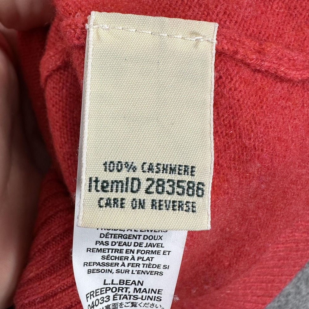 L.L.Bean Sweater Womens Medium Red 100% Cashmere Crewneck Pullover Knit - Picture 10 of 13